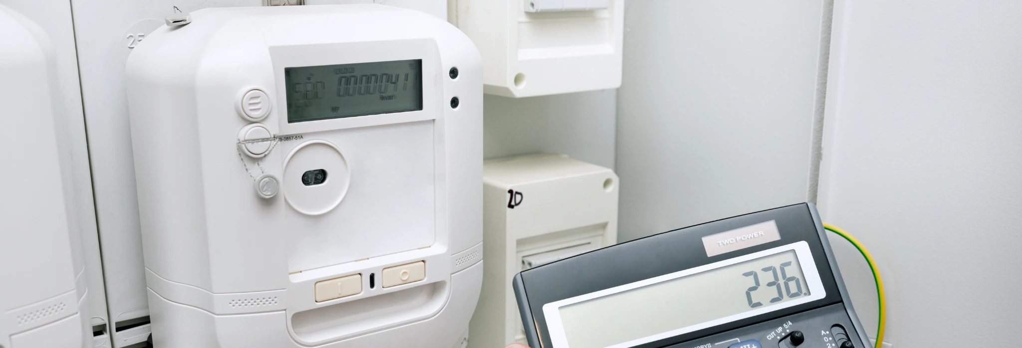 Μετρητής ρεύματος και κομπιουτεράκι.